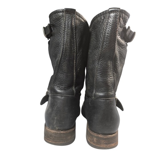 Frye Engineer Black Pebbled Leather Moto Biker Boots 76500 Womens 8.5 - Picture 3 of 8